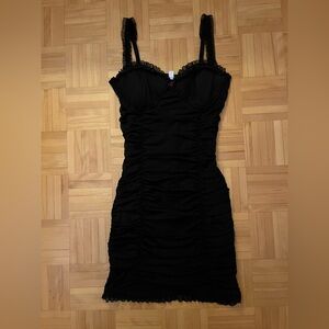 Garage Elegant Black Ruched Mini Dress (Size S)